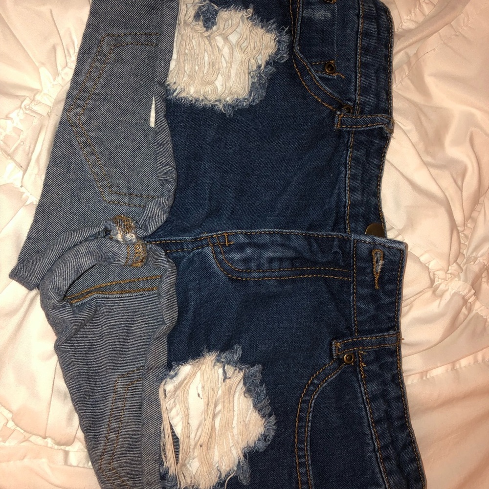 Ripped jean shorts